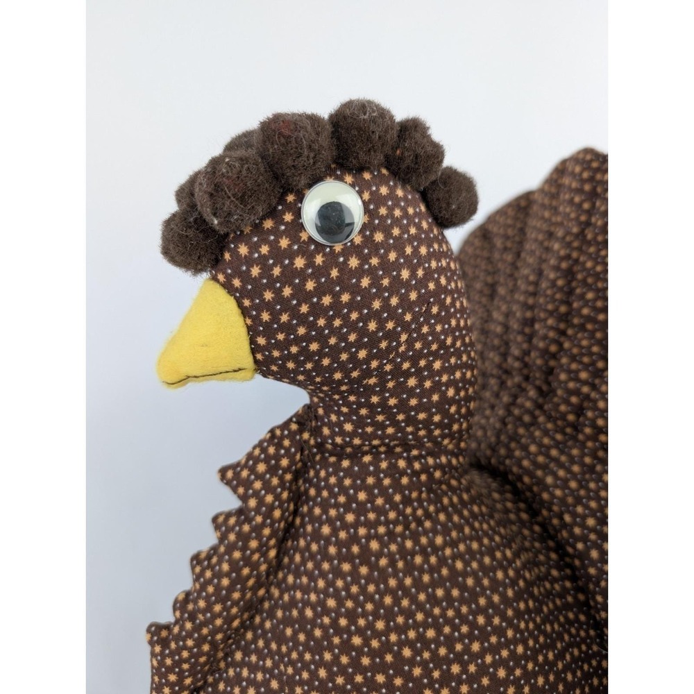 Vtg Handmade Quilted Judgy Chicken Bird Hen Turkey Weighted Doorstop Cottagecore
